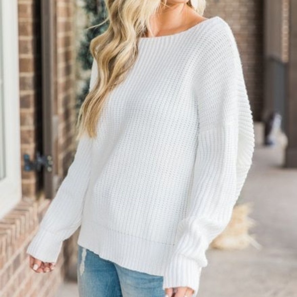 Pink Lily Sweaters - Pink Lily White Steal the Spotlight Sweater M